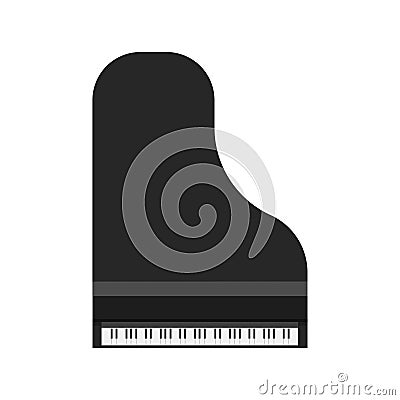Grand piano black vector icon top view. Art symbol music keyboard symphonic furniture. Above classical equipment instrument Vector Illustration