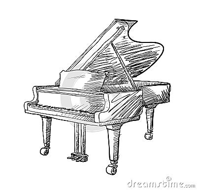 Grand Piano Doodle Vector Illustration