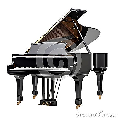 Grand piano isolated on white background, beautiful black grand piano, concept of classical music, orchestra, concert Stock Photo