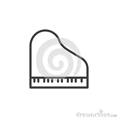 Grand piano line icon, outline vector sign, linear style pictogram isolated on white. Vector Illustration