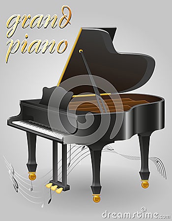 Grand piano musical instruments stock vector illustration Vector Illustration