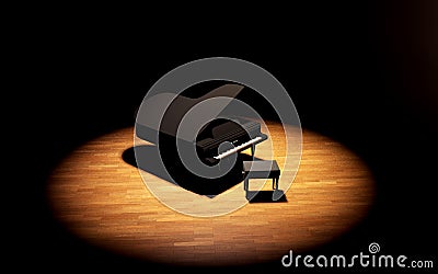 Grand Piano on the stage of concert hall Stock Photo