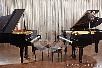 Grand piano on stage Stock Photo