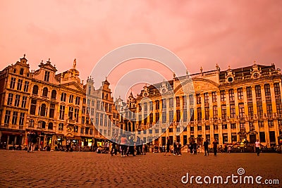 Grand Place, Brussels: east corner Editorial Stock Photo