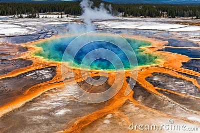 The grand prismatic pool, Yellowstone National Park. Stock Photo