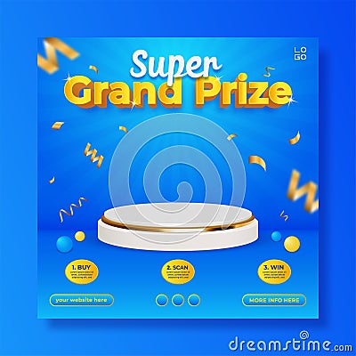 Grand prize contest square banner template Vector Illustration