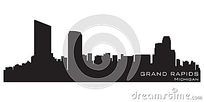 Grand Rapids Michigan city skyline. Detailed vector silhouette Vector Illustration