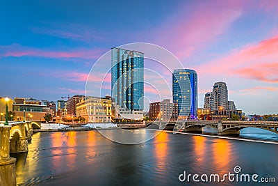 Grand Rapids, Michigan, USA Downtown Skyline Editorial Stock Photo