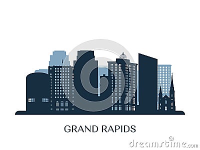 Grand Rapids skyline, monochrome silhouette. Vector Illustration