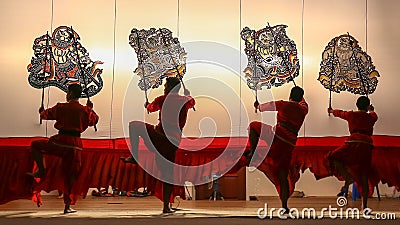 Grand shadow play on Stage using shadow silhouette of Animal skins Editorial Stock Photo