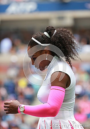Grand Slam champion Serena Williams of United States in action during her round three match at US Open 2016 Editorial Stock Photo