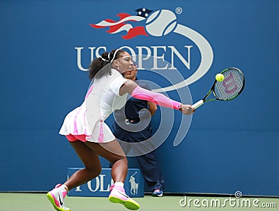 Grand Slam champion Serena Williams of United States in action during her round three match at US Open 2016 Editorial Stock Photo