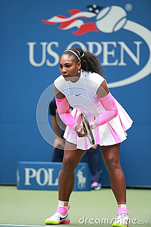 Grand Slam champion Serena Williams of United States in action during her round three match at US Open 2016 Editorial Stock Photo