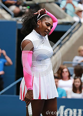 Grand Slam champion Serena Williams of United States in action during her round three match at US Open 2016 Editorial Stock Photo