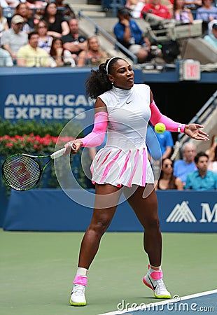 Grand Slam champion Serena Williams of United States in action during her round three match at US Open 2016 Editorial Stock Photo