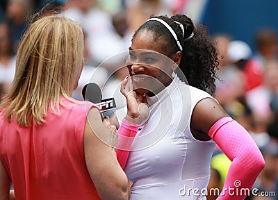 Grand Slam champion Serena Williams of United States during court interview after her round three match at US Open 2016 Editorial Stock Photo