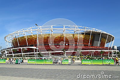 Main tennis venue Maria Esther Bueno Court of the Rio 2016 Olympic Games at the Olympic Tennis Center Editorial Stock Photo