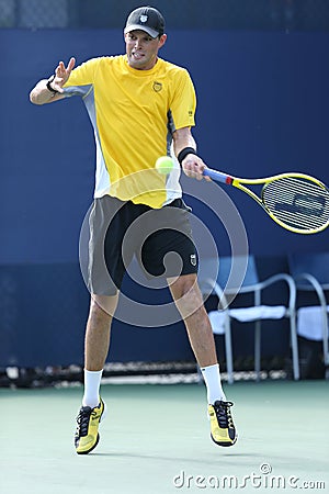 Grand Slam champions Bob Bryan during first round doubles match at US Open 2013 Editorial Stock Photo