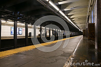 Grand Street Station, Brooklyn, New York, United States of America. Long exposure at Subway Editorial Stock Photo