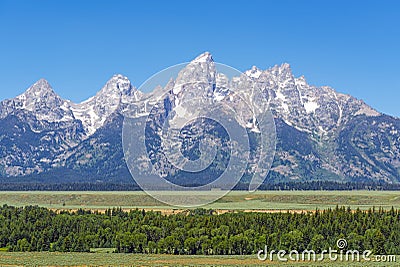 Grand Teton Panorama, Wyoming, USA Stock Photo