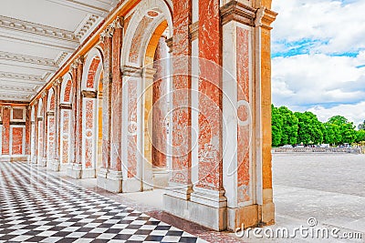 Grand Trianon-little pink marble and porphyry palace. Stock Photo