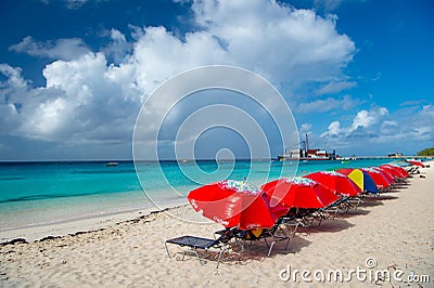 Grand Turk, Turks and Caicos - December 29, 2015: summer seaside beach, copy space. Editorial Stock Photo