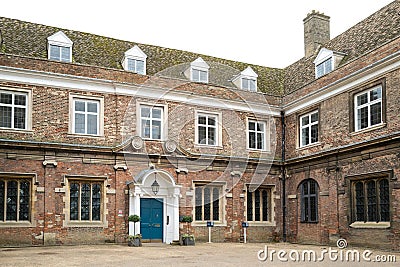 Grand view of the front of a well-known private school in the historical English city. Editorial Stock Photo