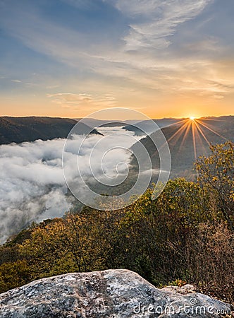 Grand View or Grandview in New River Gorge Stock Photo