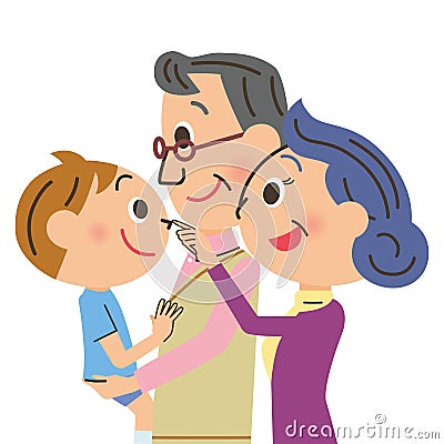 Grandchild and grandfather, grandmother Vector Illustration