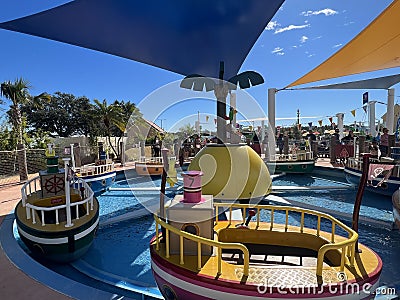 GrandDad Dogs Pirate Boat Ride at Peppa Pig Theme Park in Cypress Gardens, Florida Editorial Stock Photo