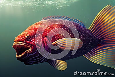 Grandeur beneath the waves. The majestic and colorful oceanic behemoth. AI-generated Stock Photo