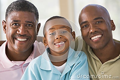 Grandfather with adult son and grandson Stock Photo