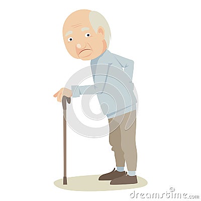 Grandfather with a cane. Vector Illustration