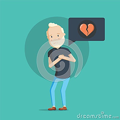 Grandfather character with heart attack. Vector Illustration