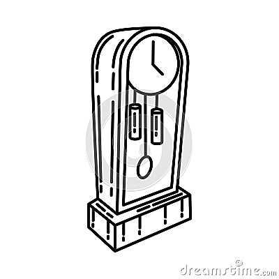 Grandfather clock Icon. Doodle Hand Drawn or Outline Icon Style Vector Illustration