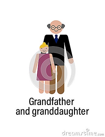 Grandfather and granddaughter icon can be used for web, logo, mobile app, UI, UX Vector Illustration