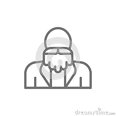 Grandfather, old man with a beard, pensioner, senior line icon. Vector Illustration