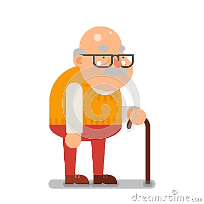 Grandfather Old Man Character Cartoon Flat Design Vector illustration Vector Illustration