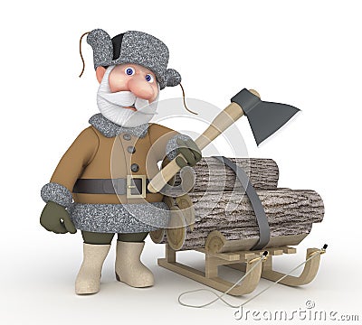 The grandfather with a sledge. Stock Photo