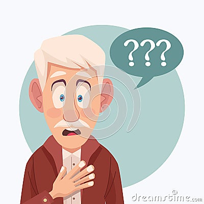 grandfather with speaking problem Vector Illustration