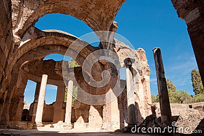 Grandi terme ruins at Villa Adriana at Roma Stock Photo