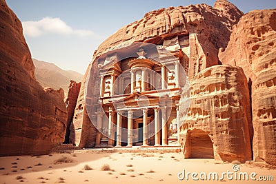 Grandiose Petra temple from Jordan. Generate ai Stock Photo