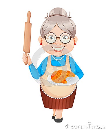 Grandma cartoon character. Happy Grandparents Day Vector Illustration