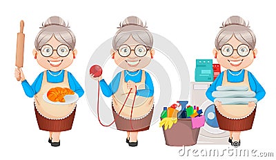 Grandma cartoon character. Happy Grandparents Day Vector Illustration