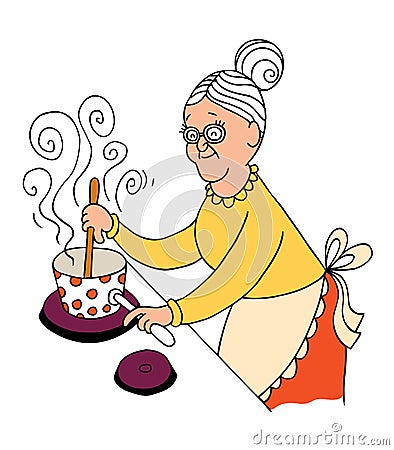 Grandma cooking Vector Illustration