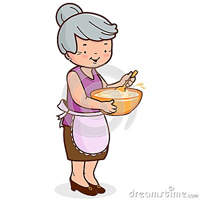 Grandma cooking. Vector illustration Vector Illustration
