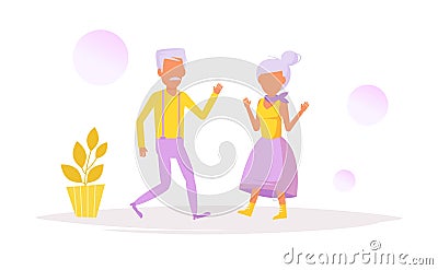 Grandma and grandpa dancing Vector Illustration