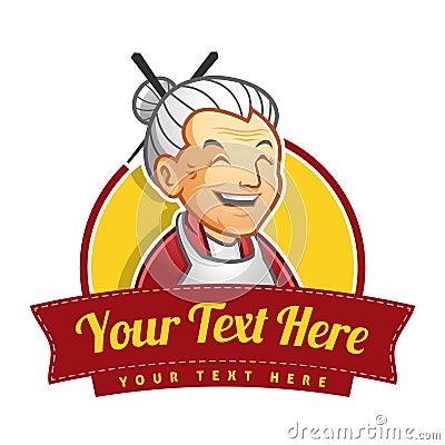 Grandma or granny mascot character logo design, vector format Vector Illustration