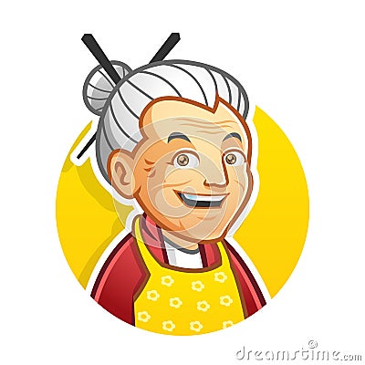 Grandma or granny mascot character logo design, vector format Vector Illustration