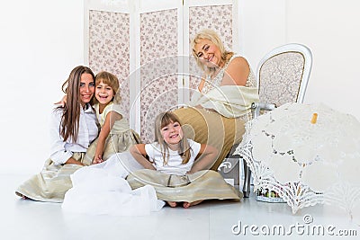 Grandma, mother and daughters Stock Photo